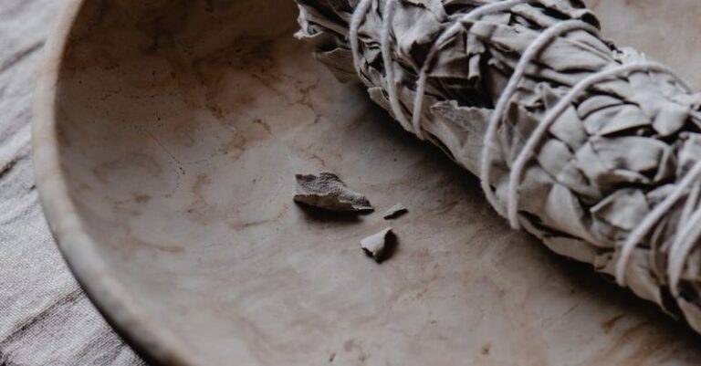 Cleansing - Ceramic Plate with White Sage Smudge Stick